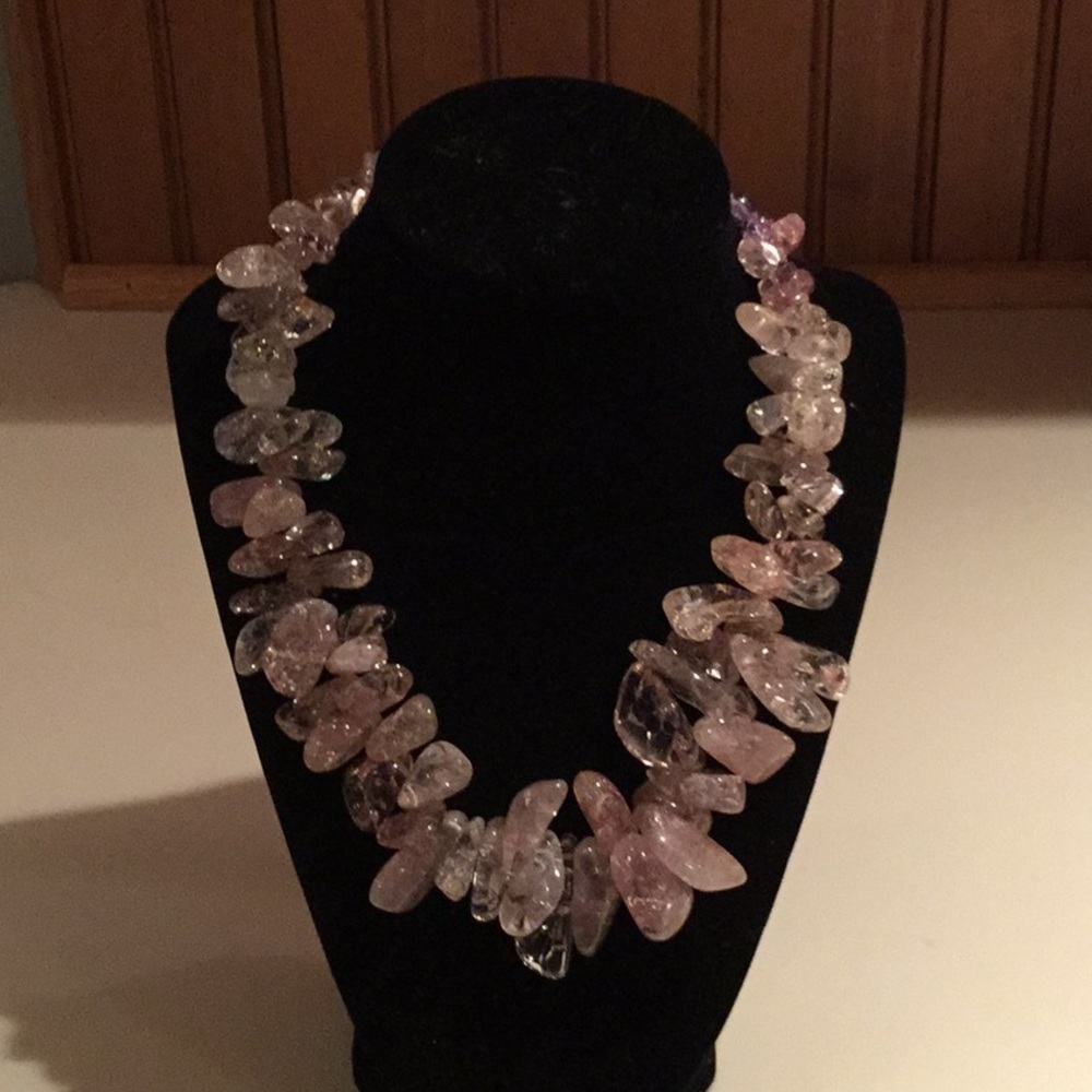 Lavendar handcrafted quartz necklace.